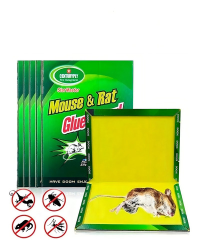 Pack X 10 Placa Trampa Adhesiva Atrapa Ratas Ratones