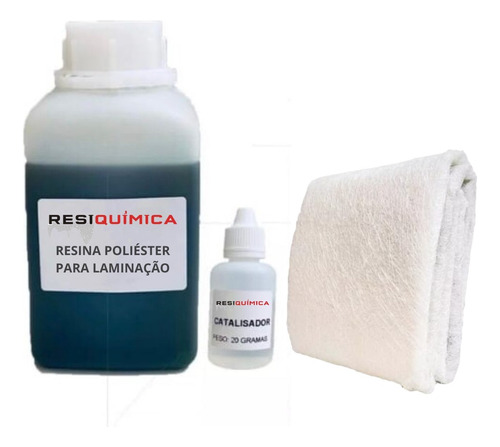 Kit Reparo Fibra De Vidro 250g Manta + 500g De Resina + Cat