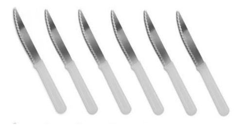 Set X6 Cuchillo De Mesa Acero Inox Mango Plástico Carol