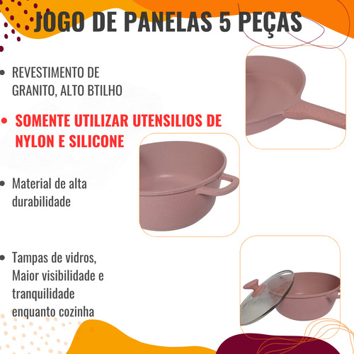 Conjunto De Panelas Antiaderente 10 Peças Teflon Grandes Kit