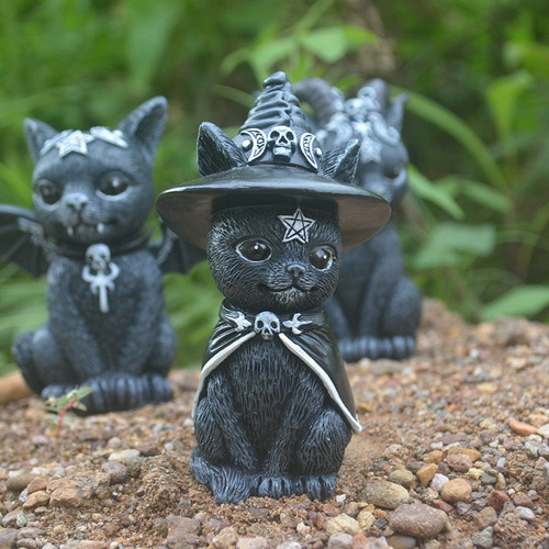 Artesanía De Resina De Gato Mágico De Halloween Adornos Anim