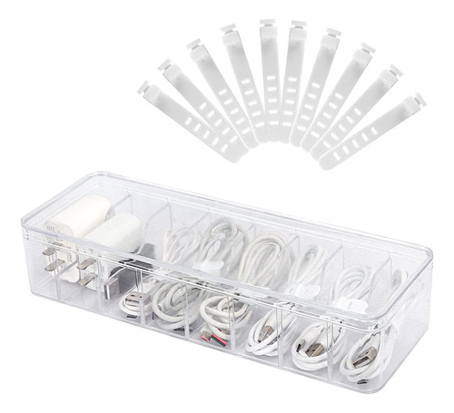 Caja Organizadora Electronica Transparente Con 10 Bridas De 