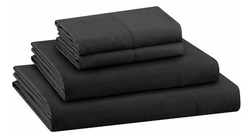 Juego De Sábanas Coolmax Individual Negro