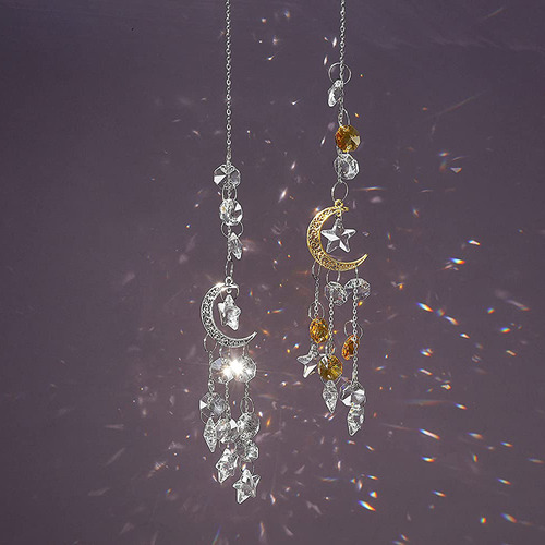 3pk Campanillas De Viento Atrapasueños Estrella Luna Cristal