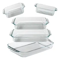 Comprar Set Juego 5 Fuentes Asaderas Pyrex Vidrio Horno Linea Basics