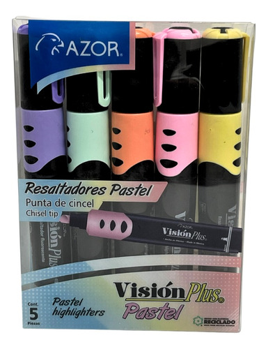 Marcador Resaltador Vision Plus Surtido Pastel Con 5 Piezas