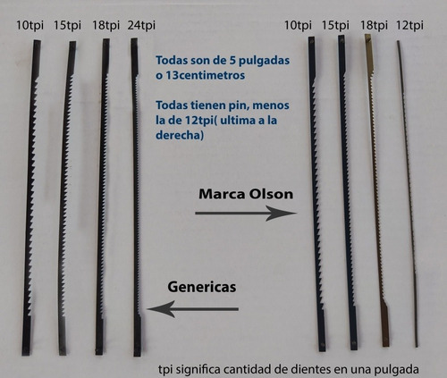 Hoja Sierra Caladora Banco Cinta 5 PuLG Con Pin 18 Tpi