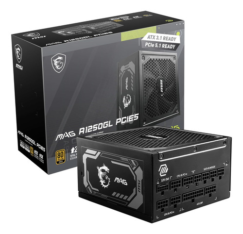 Fuente Poder Msi Mpg A1250gl 1250w Pci5 80+ Gold Atx3.1 Fm