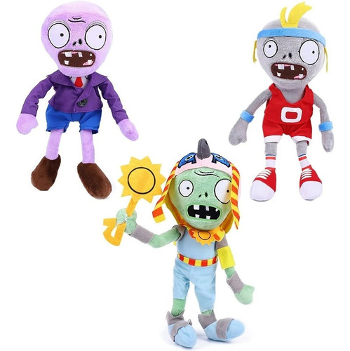 Jogo De 3 Plantas Contra Zombies De Peluche, Juguete Deport