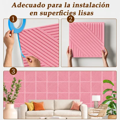 Pvc Rosa Paneles Decorativo 3d Pvc Para Pared 30x30cm 33 Pz Rayas Rosa ...