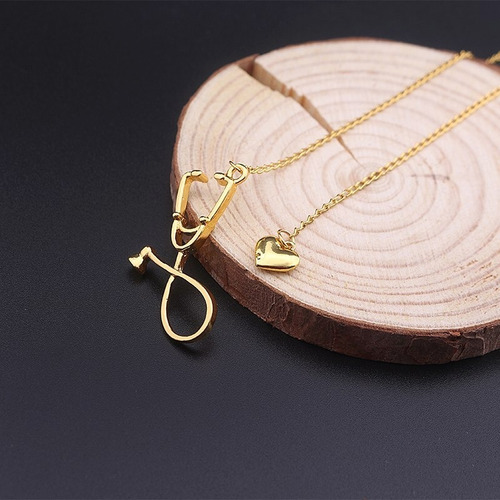 Imagen 2 de 3 de Estetoscopio Y Corazon Dije Collar Doctor Enfermera Medico D