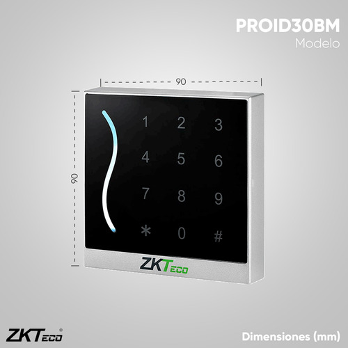 Zkteco Lector Esclavo De Tarjetas Mifare Modelo Proid30bm / Frecuencia 13.56 Mhz / Green Label / Wiegand 26 O 34 Ajustable / Teclado Touch / Protección Ip65 / Compatible Con Paneles C3 E Inbio