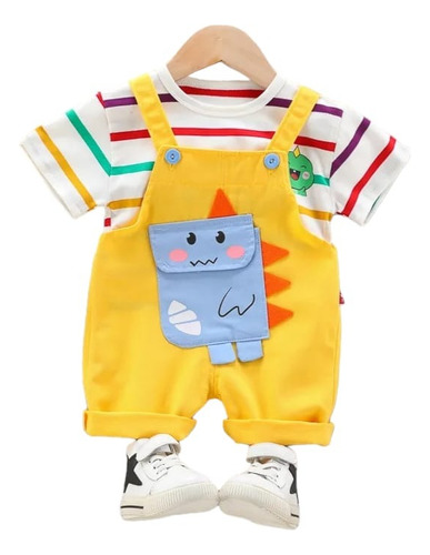 Conjunto Niño Playera Manga Corta Y Overol Mono De Verano