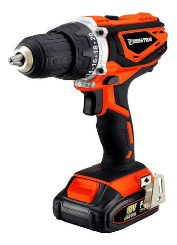 Imagen 6 de 9 de Taladro percutor atornillador inalámbrico de 13mm Dowen Pagio TPB1318P 18V + accesorios con maletín de transporte 220V 50Hz