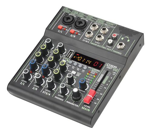 Mini Mezclador De 4 Canales Individual + 48v 99 Dsp Efectos