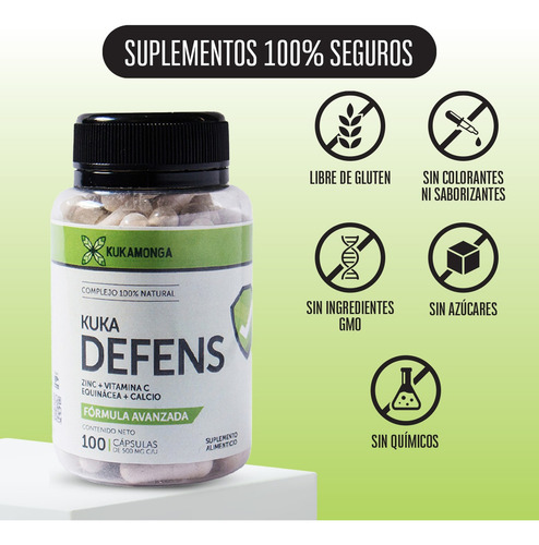 Kuka Defens 100 Cápsulas Sin sabor Ayuda a fortalecer tu sistema de defensa natural Kukamonga
