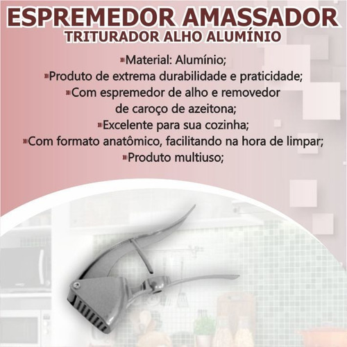 Imagem 1 de 6 de Espremedor Amassador Triturador Alho Alumínio Durabilidade