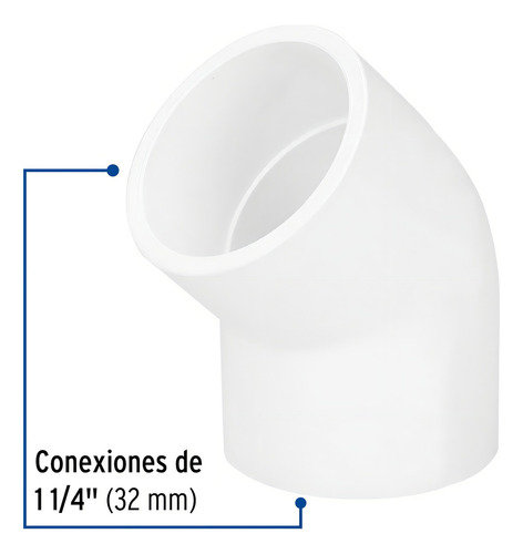 Codo 45° De Pvc, 1-1/4' Foset