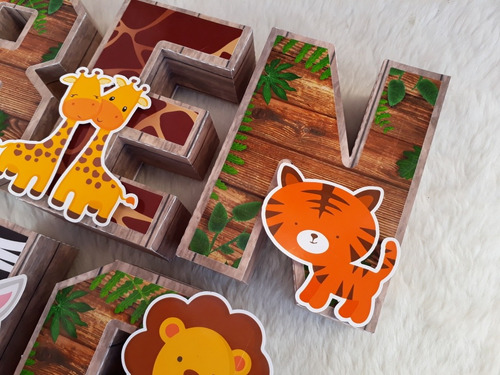 Letras 3d Animales De La Selva Bosque Candy Deco X5 20 Cm