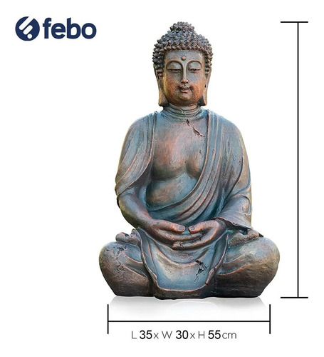 Buda Tibetano Grande Estatua Jardin 55 X 30 X 35 Cm Febo