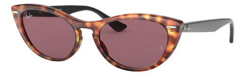 Gafas de sol Ray-Ban Wayfarer Nina Mediano con marco de propionato color gloss red havana, lente violet espejada, varilla black de propionato - RB4314N