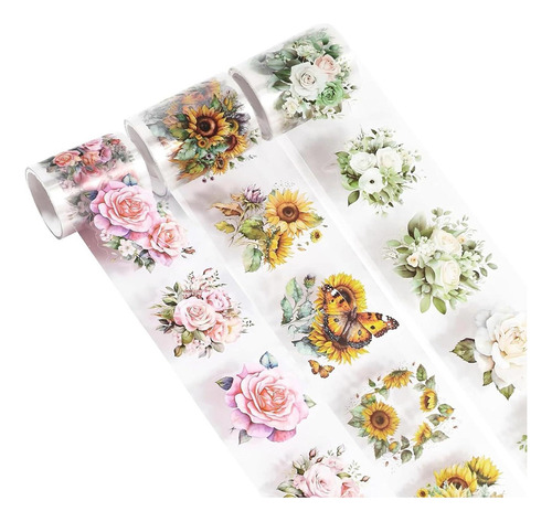Conjunto De 3 Rolos De Fita Washi De Flores Para Artesanato