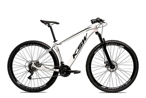 Bicicleta  KSW MTB aro 29 19" 24v freios de disco mecânico câmbios Shimano TZ cor branco/preto