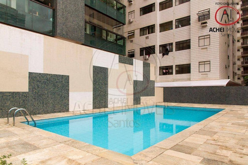 Cobertura Com Vista Para O Mar, Na Avenida Da Praia, Com 2 Dormitórios (1 Suíte) E 2 Vagas, À Venda, 160 M², Por R$ 1.018.000 - Pompeia - Santos/sp - Co0108