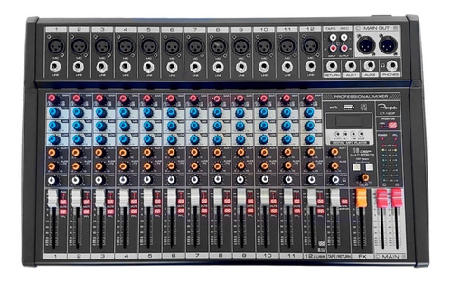 Mixer Consola 12 Canales Interfaz Usb Bluetooth Efectos