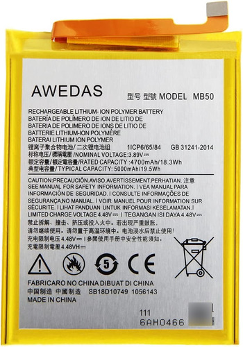 Awedas Mb50 Replacment Battery 3.89v 5000mah (upgraded) For