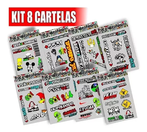 Kit 8 Cartelas Adesivos Carro Moto Bike Atacado 162 Stickers Ferkautoparts  Peças e Acessórios Nacionais e Importados