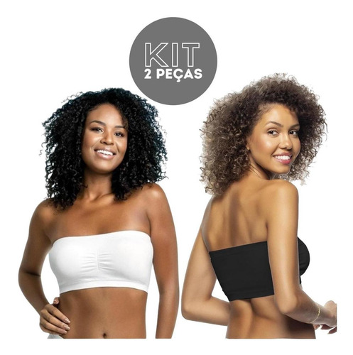 Imagem 1 de 6 de Kit 2 Soutien S/ Alça Tomara Caia C/bojo Removível Top Faixa