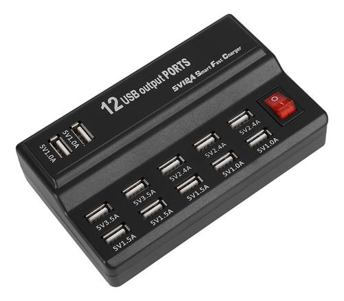 Hub Usb De 12 Puertos, 5 V, 12 A, Adaptador De Corriente, Es