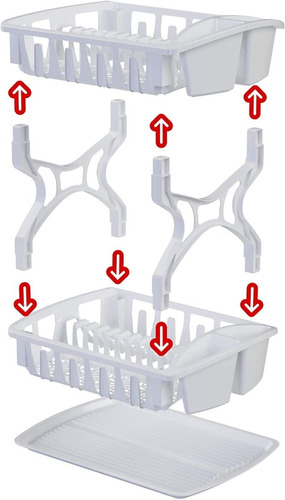 Escurridor De Trastes Platos Doble Piso Plástico Resistente Color Blanco