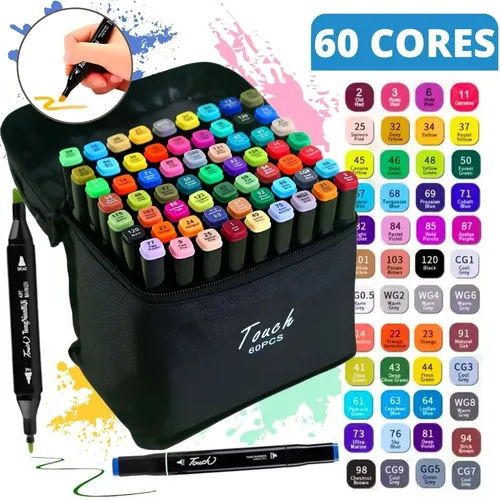 Kit de canetinhas coloridas de ponta dupla para colorir