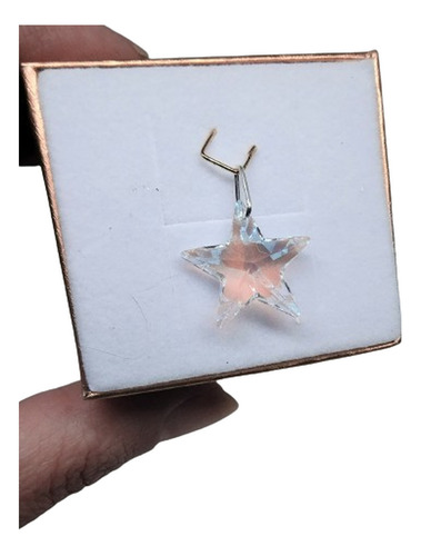 Pingente Estrela Swarovski Blue Boreal 2.0 Cm Em Prata 925