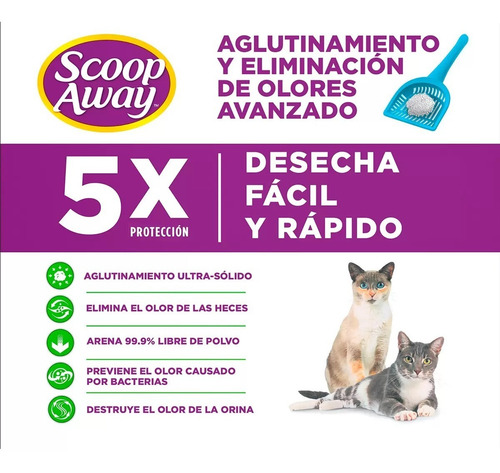 Imagen 5 de 5 de Arena Para Gato 19kg Quita Olores Scoop Away Nueva Formula