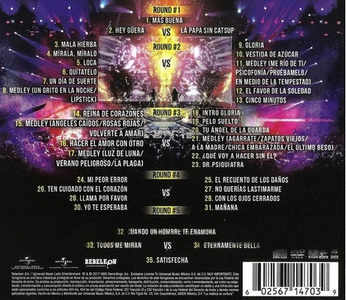 Versus World Tour Gloria Trevi / Alejandra Guzman 2 Cd + Dvd