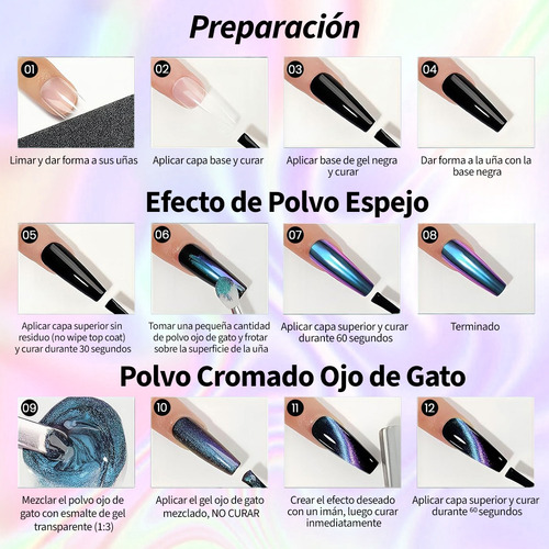 Polvo De Uñas Cromado De Ojo De Gato 3d Galaxia Cherimoya