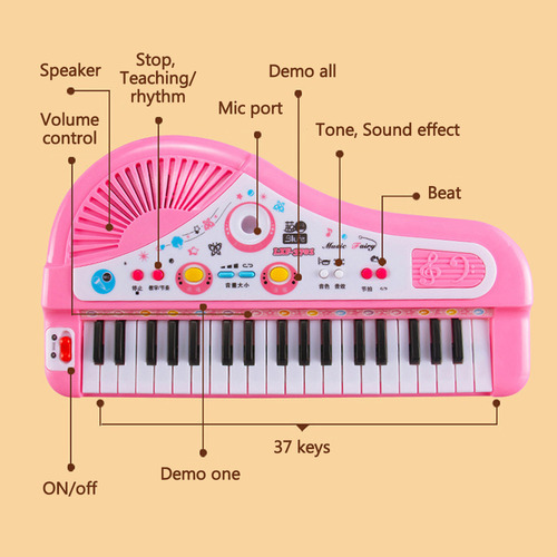 Piano Electrónico 37 Teclas Con Micrófono Para Niños.niñas