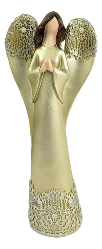 Anjo Dourado Rendado 21x9x6cm Estátua Decorativa