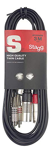 Cable Xlr A Rca Stagg Stc3cmxm - 10ft, Negro