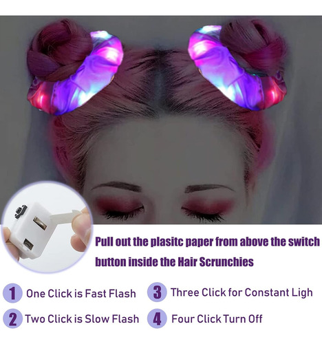 24 Pcs Light Up Scrunchies, Bandeos De Cabello Led Scrunchie