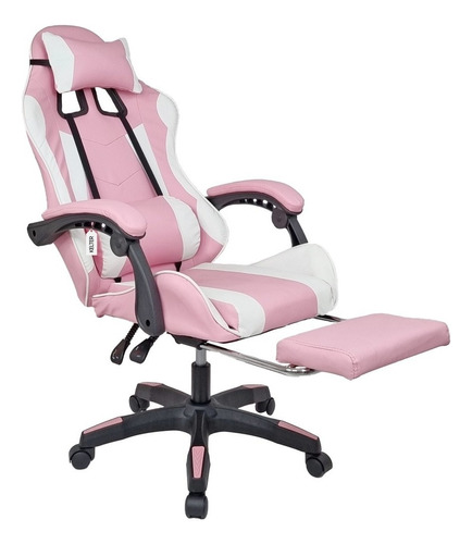 Cadeira Gamer Giratória Kelter Rosa E Branca V7010x