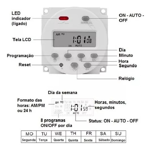 Timer Temporizador Cn101s-2 220v - Dias/horas/min/segundos