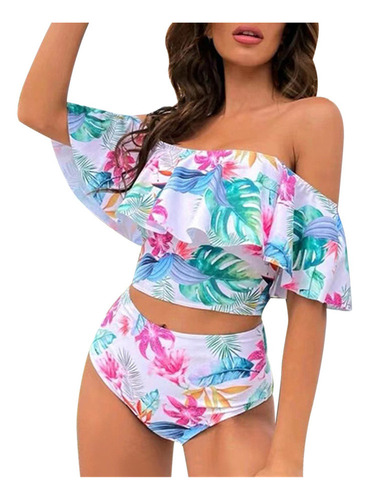A1 Bañador De Mujer Con Estampado De Flores Y Hombros