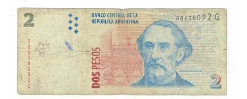 Billete De Argentina, 2 Pesos.  Jp