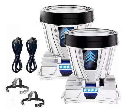 Linterna Frontal Recargable De Alta Potencia Super Bright 2p Color De La Luz 2 Pcs White Light Warm Light