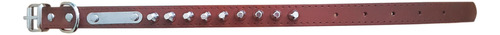 Collar Para Mascota En Cuero Sintético Con Tachas De Metal Marrón Tachas Chata M