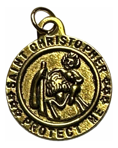 Medalla San Cristobal Dorada 25mm  O Llavero